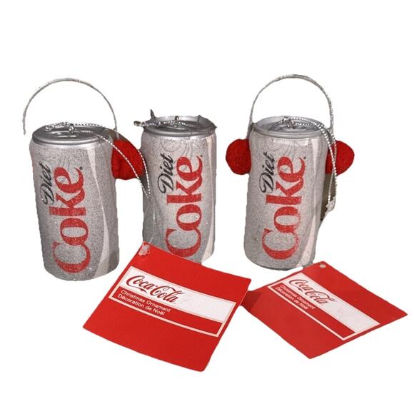 NWT Kurt Adler x Diet Coke FROSTED CAN CHRISTMAS ORNAMENT Set Of 3 - Picture 1 of 8